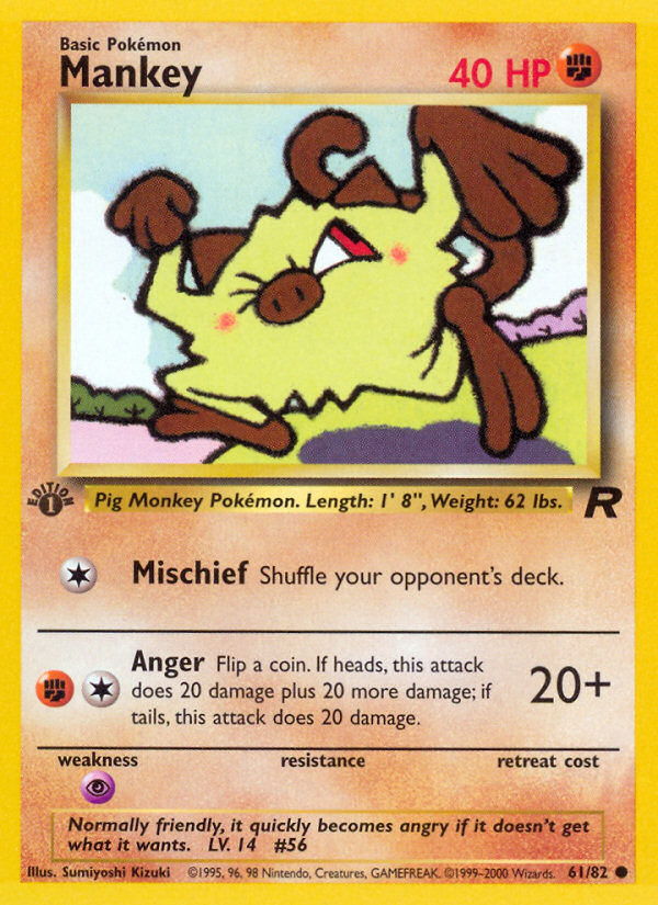 Mankey (61/82) - Team Rocket (1st Edition) Pokémon Card