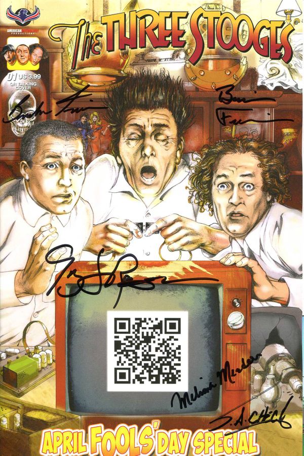 Three Stooges April Fools Day #1 (Quadruple Signed Cover)