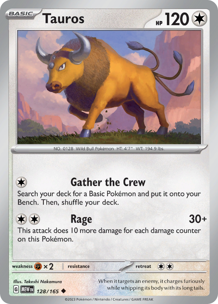 Tauros (128/165) - 151 Pokémon Card