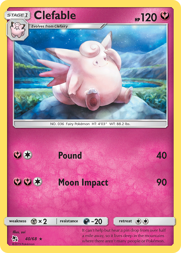 Clefable (40/68) - Hidden Fates Pokémon Card