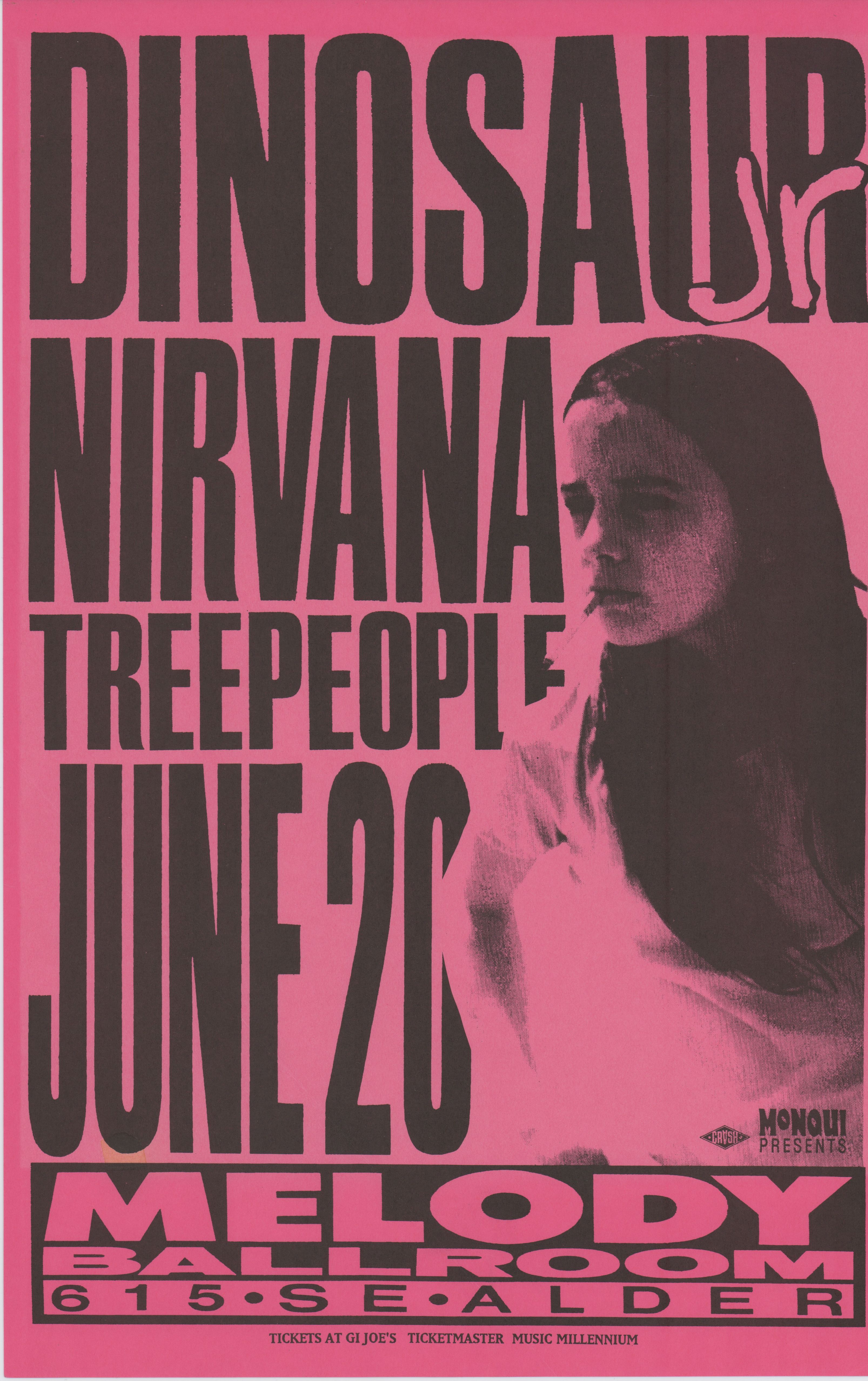 MXP-212.5 Dinosaur Jr & Nirvana Melody Ballroom 1991 Concert Poster