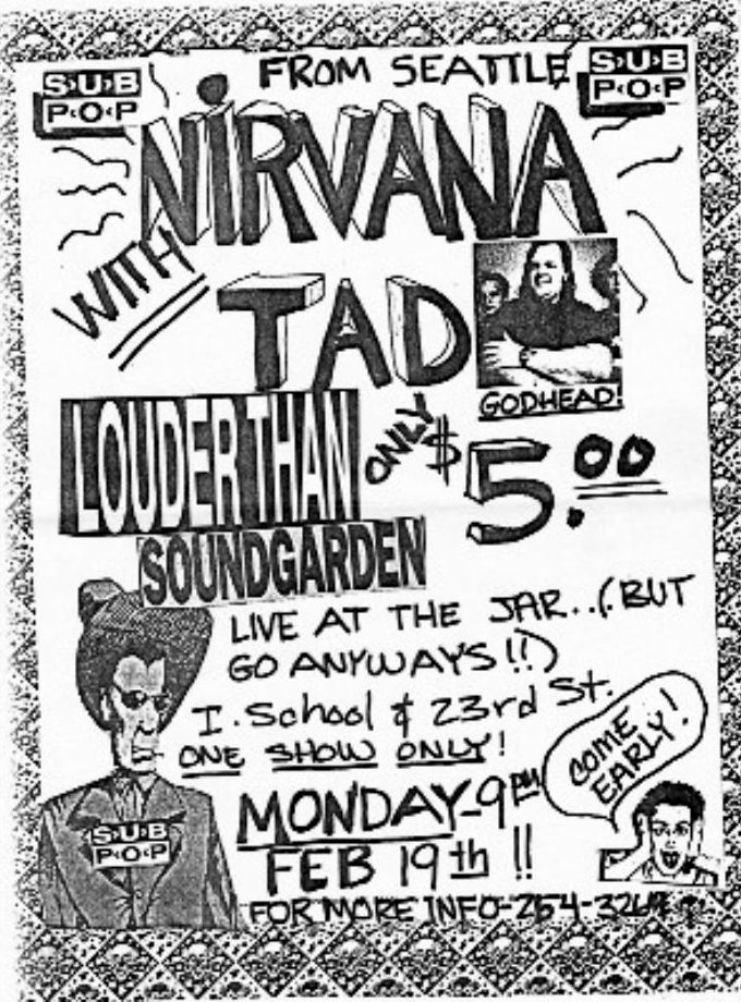 Nirvana & Tad The Mason Jar 1990 Concert Poster