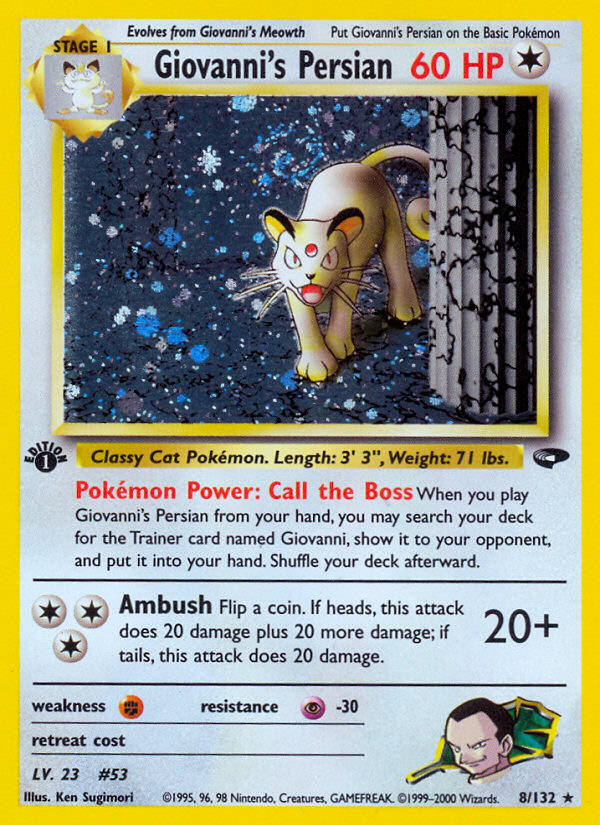 Giovanni's Persian (8/132) - Gym Challenge (1st Edition) Pokémon Card