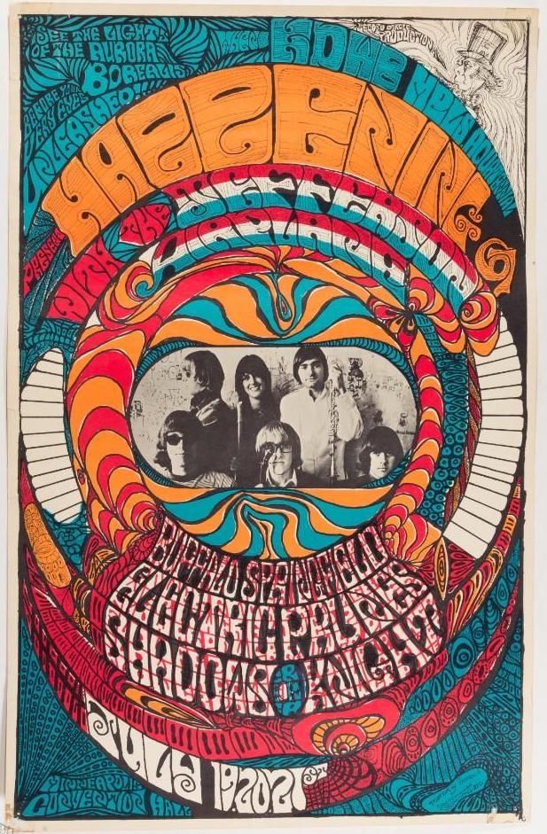 Jefferson Airplane & Buffalo Springfield Minneapolis Convention Hall 1967 Concert Poster