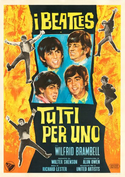 The Beatles "A Hard Day's Night" Italian Promotional Poster 1964 Concert Poster