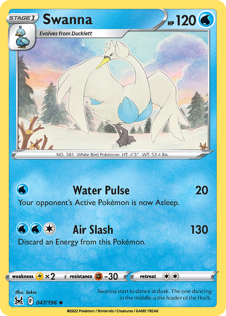 Swanna (47/196) - Lost Origin Pokémon Card