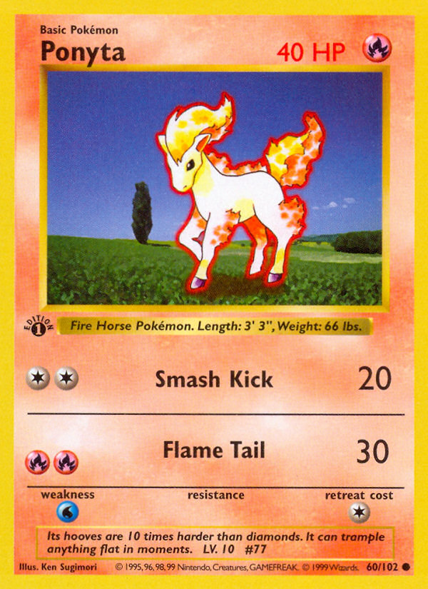 Ponyta (60/102) - Base (1st Edition) Pokémon Card