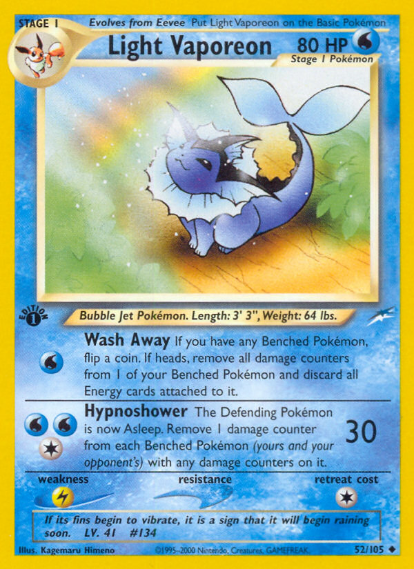 Light Vaporeon (52/105) - Neo Destiny Pokémon Card