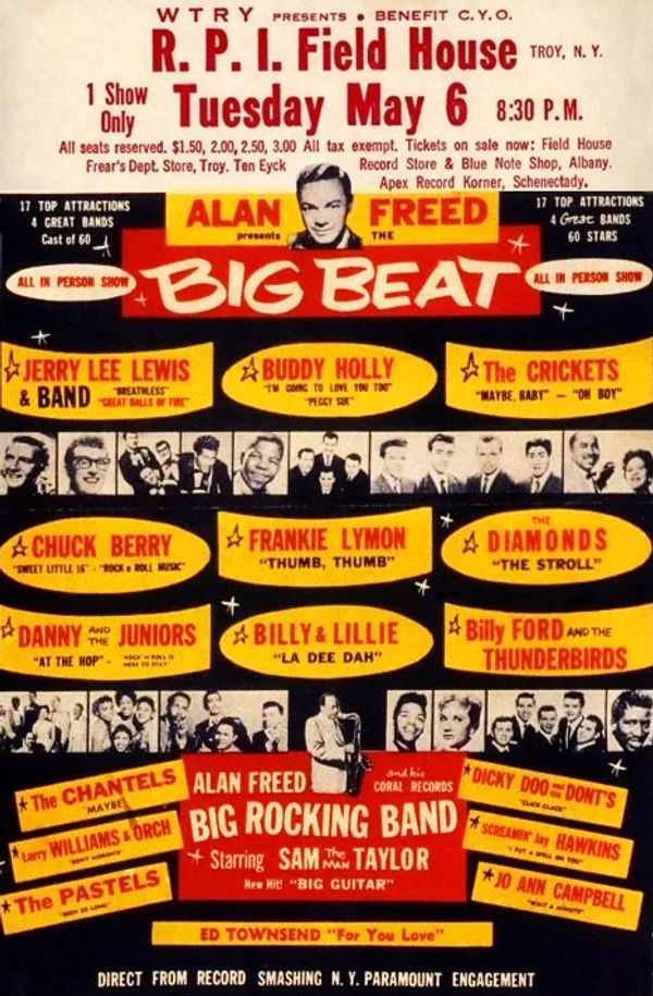 Alan Freed presents the Big Beat RPI Fieldhouse Handbill 1958