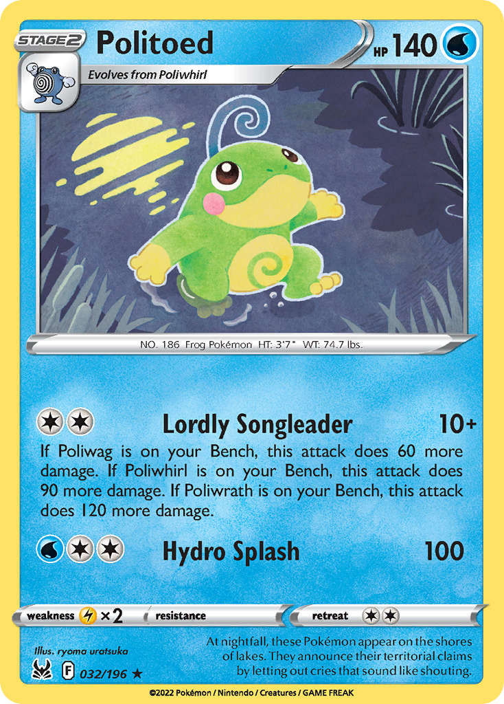 Politoed (32/196) - Lost Origin Pokémon Card