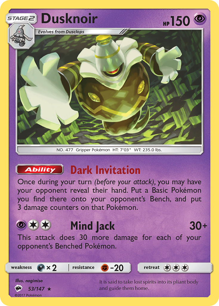 Dusknoir (53/147) - Burning Shadows Pokémon Card