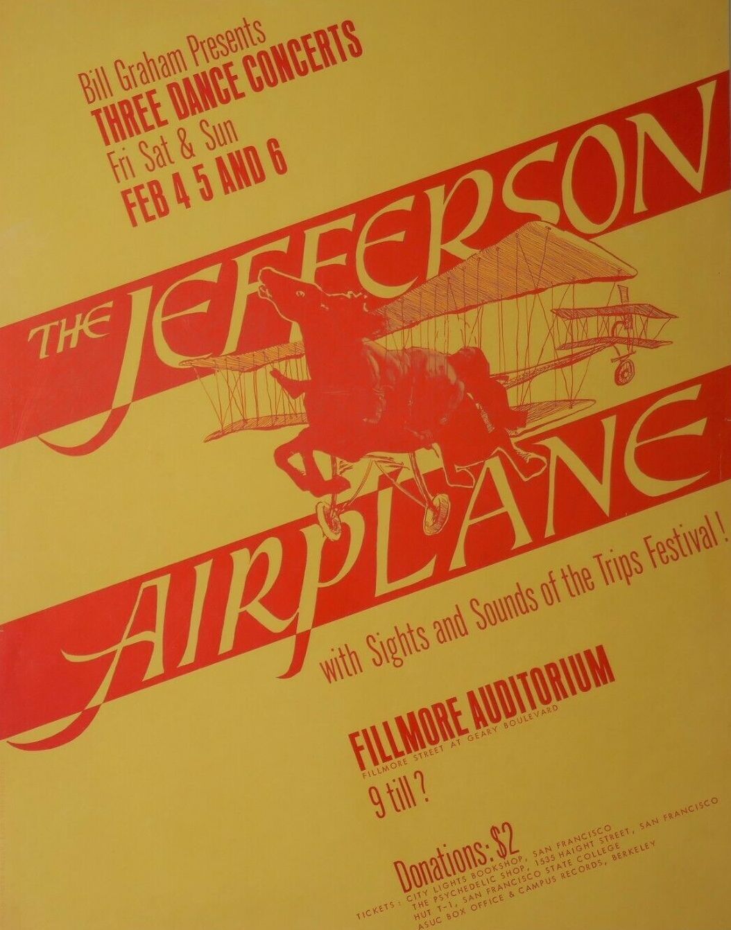 BG-1-OP-1 Jefferson Airplane The Fillmore 1966 Concert Poster