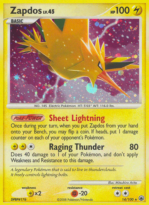 Zapdos (14/100) - Majestic Dawn Pokémon Card