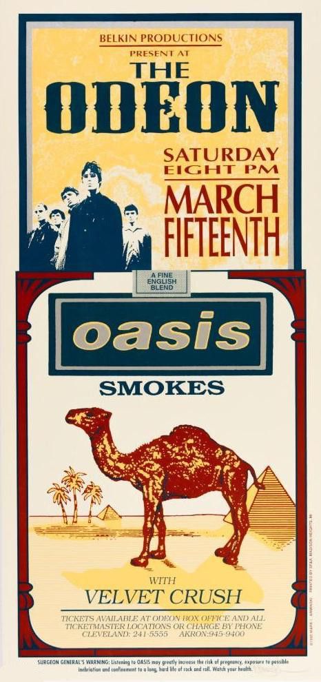 Oasis The Odeon 1995 Concert Poster