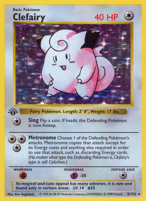 Clefairy (5/102) - Base (1st Edition) Pokémon Card