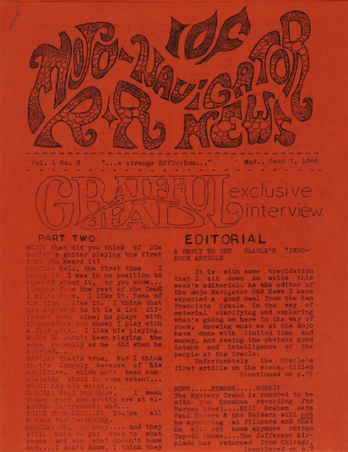 1966-Mojo Navigator Rock and Roll News Zine #5 Concert Poster