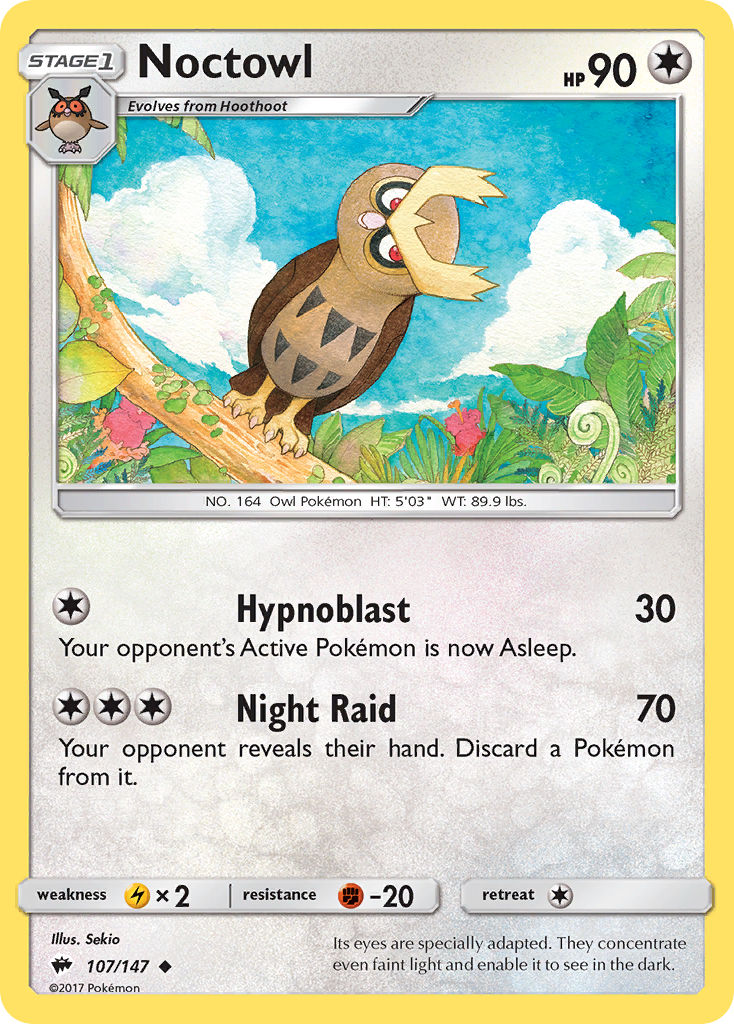 Noctowl (107/147) - Burning Shadows Pokémon Card