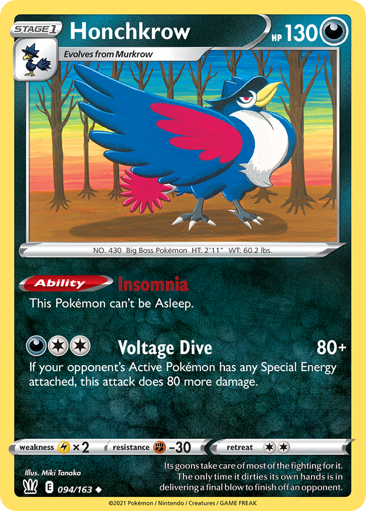 Honchkrow (94/163) - Battle Styles Pokémon Card