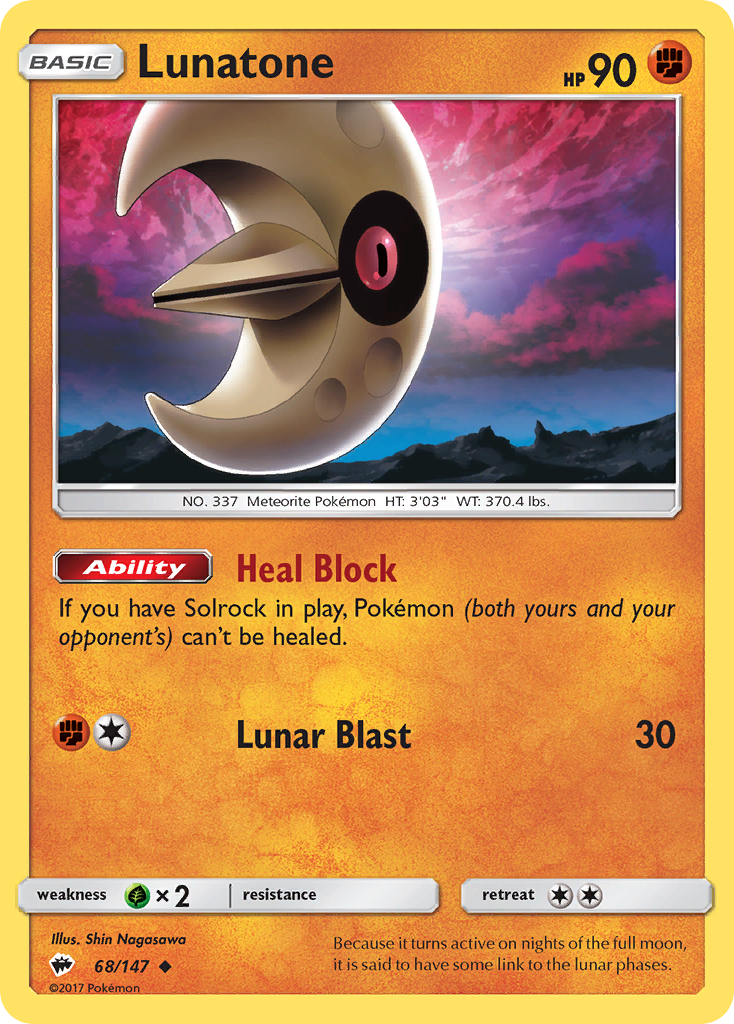 Lunatone (68/147) - Burning Shadows Pokémon Card