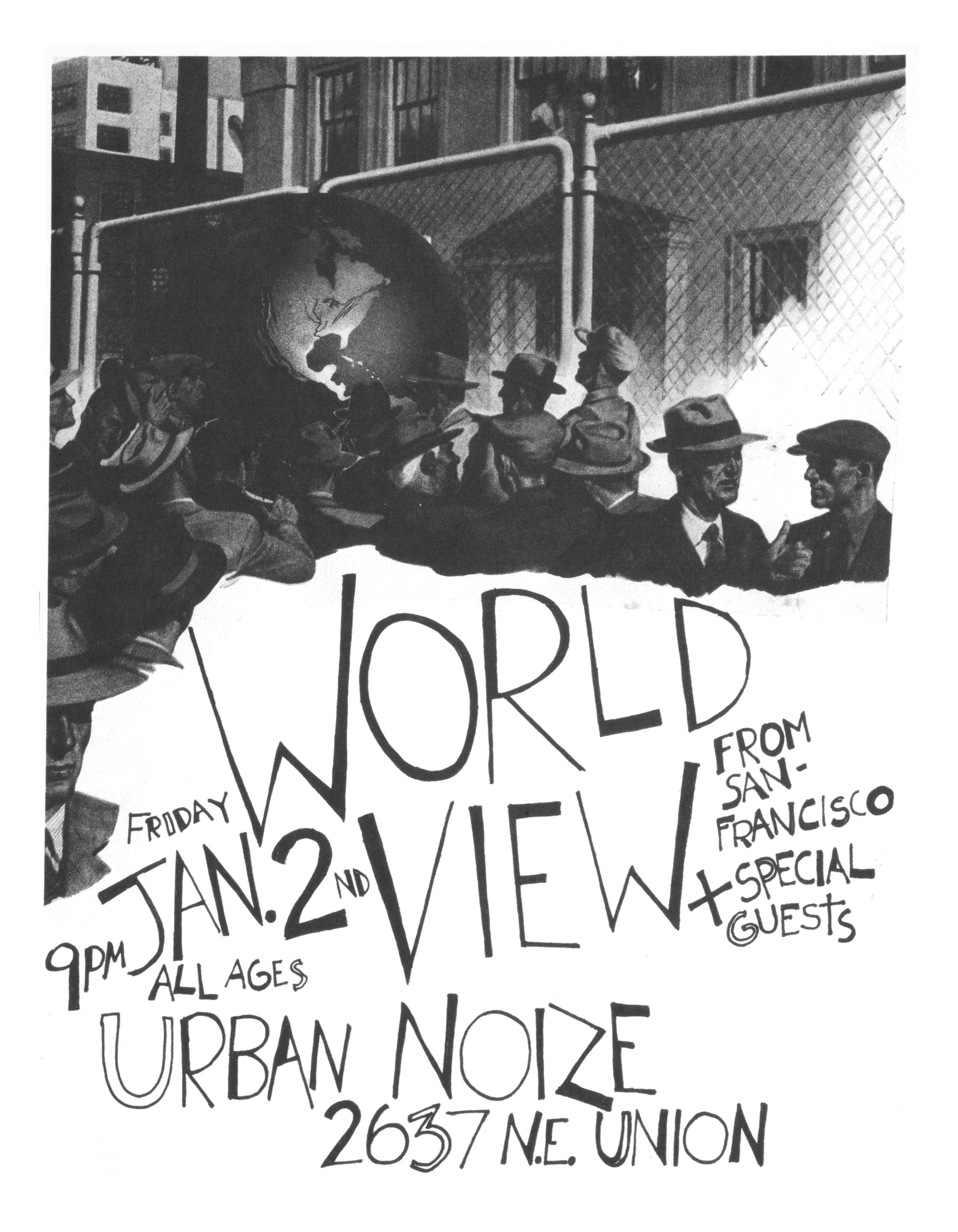 MXP-43.3 World View 1981 Urban Noize  Jan 2 Concert Poster