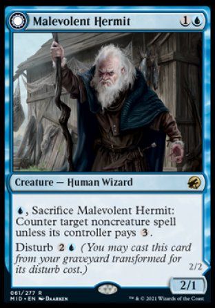 Malevolent Hermit (Innistrad: Midnight Hunt) Trading Card