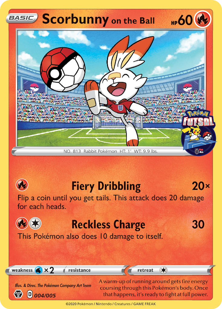 Scorbunny on the Ball (4/5) - Pokémon Futsal Collection Pokémon Card