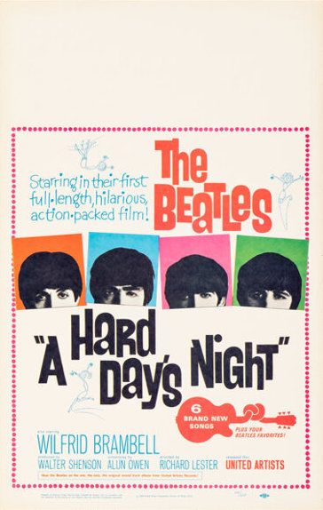 The Beatles A Hard Day's Night Window Card 1964 Concert Poster