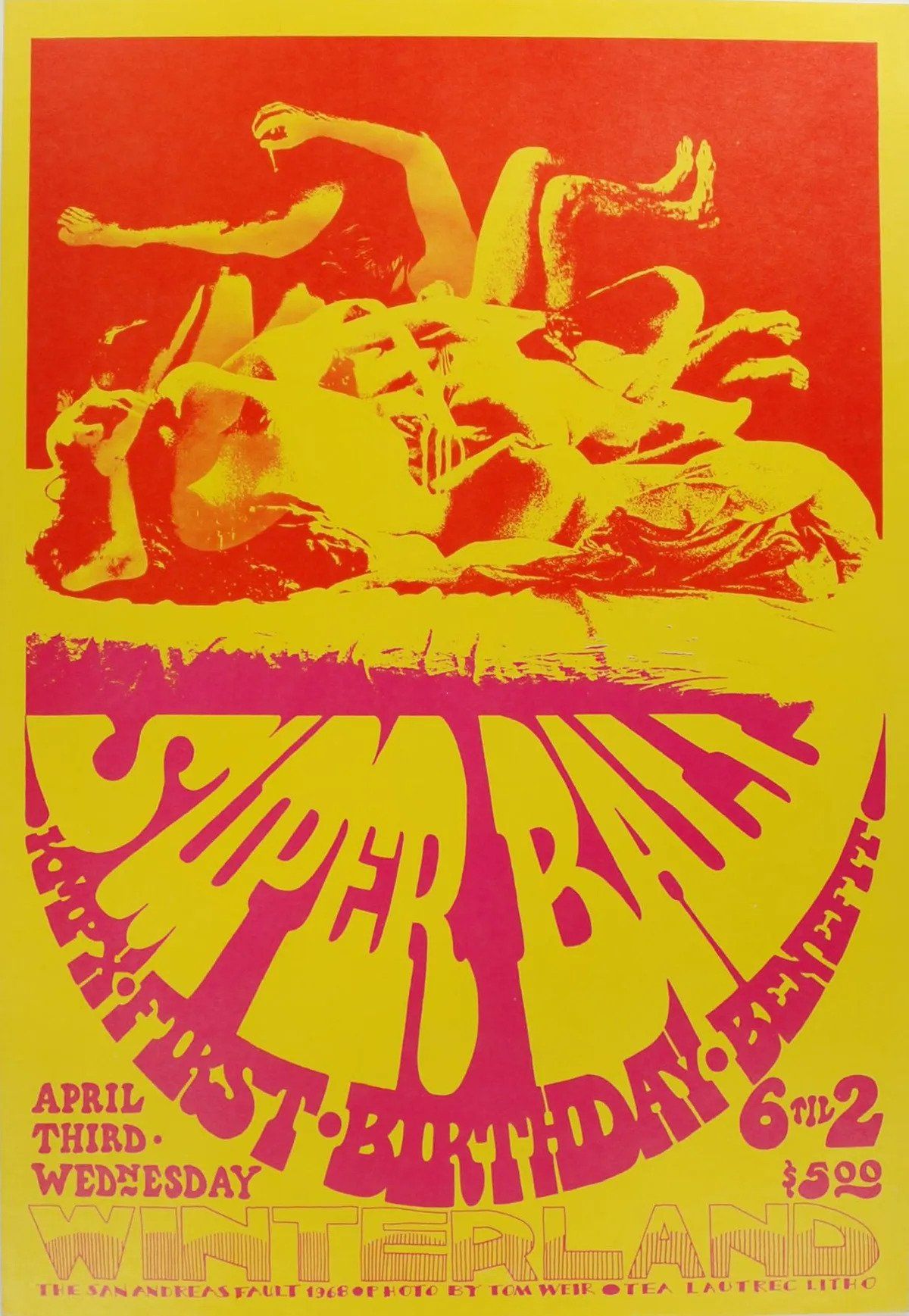 Grateful Dead Superball Birthday Benefit Winterland 1968 Concert Poster