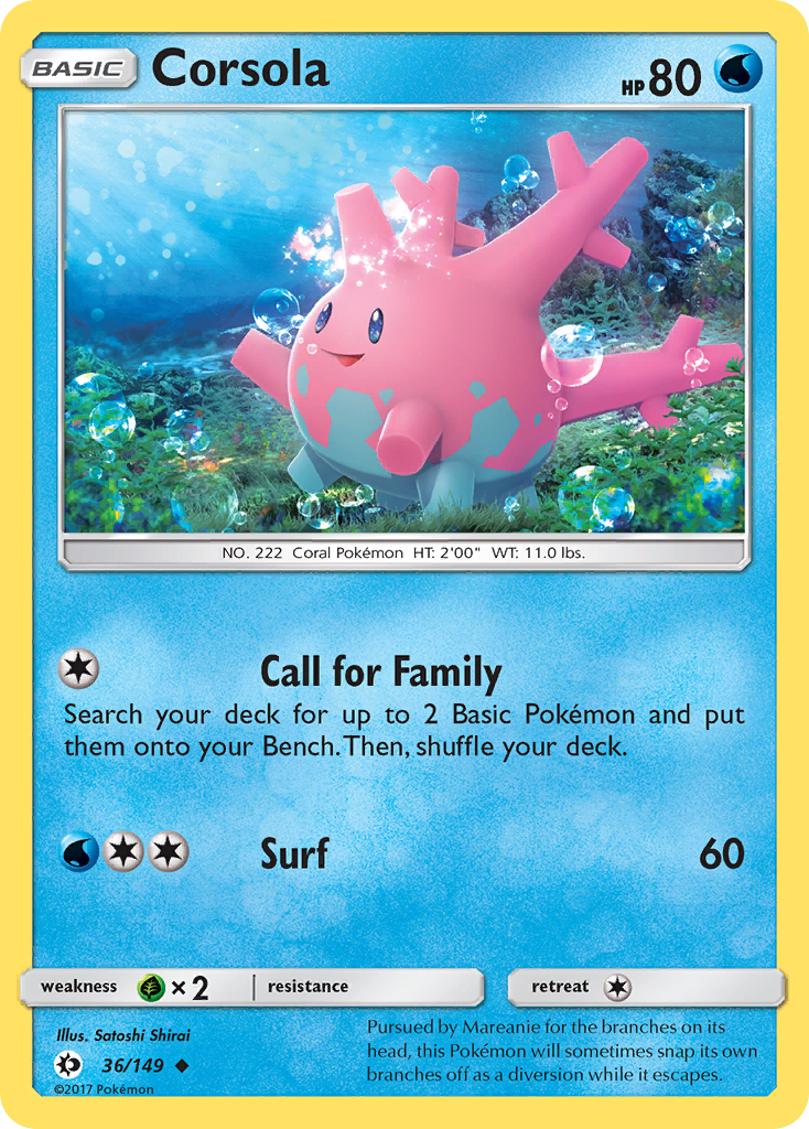 Corsola (36/149) - Sun & Moon Pokémon Card