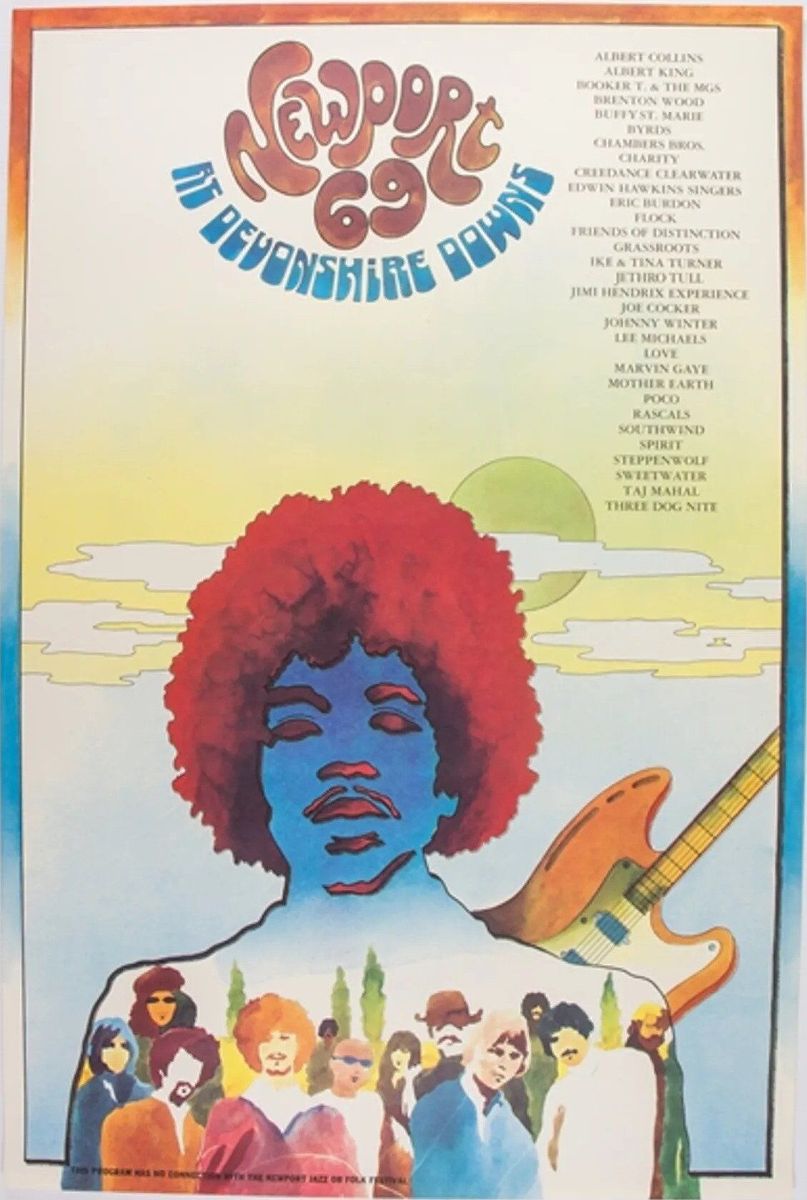 Newport Pop Festival featuring Jimi Hendrix Devonshire Downs 1969 Concert Poster