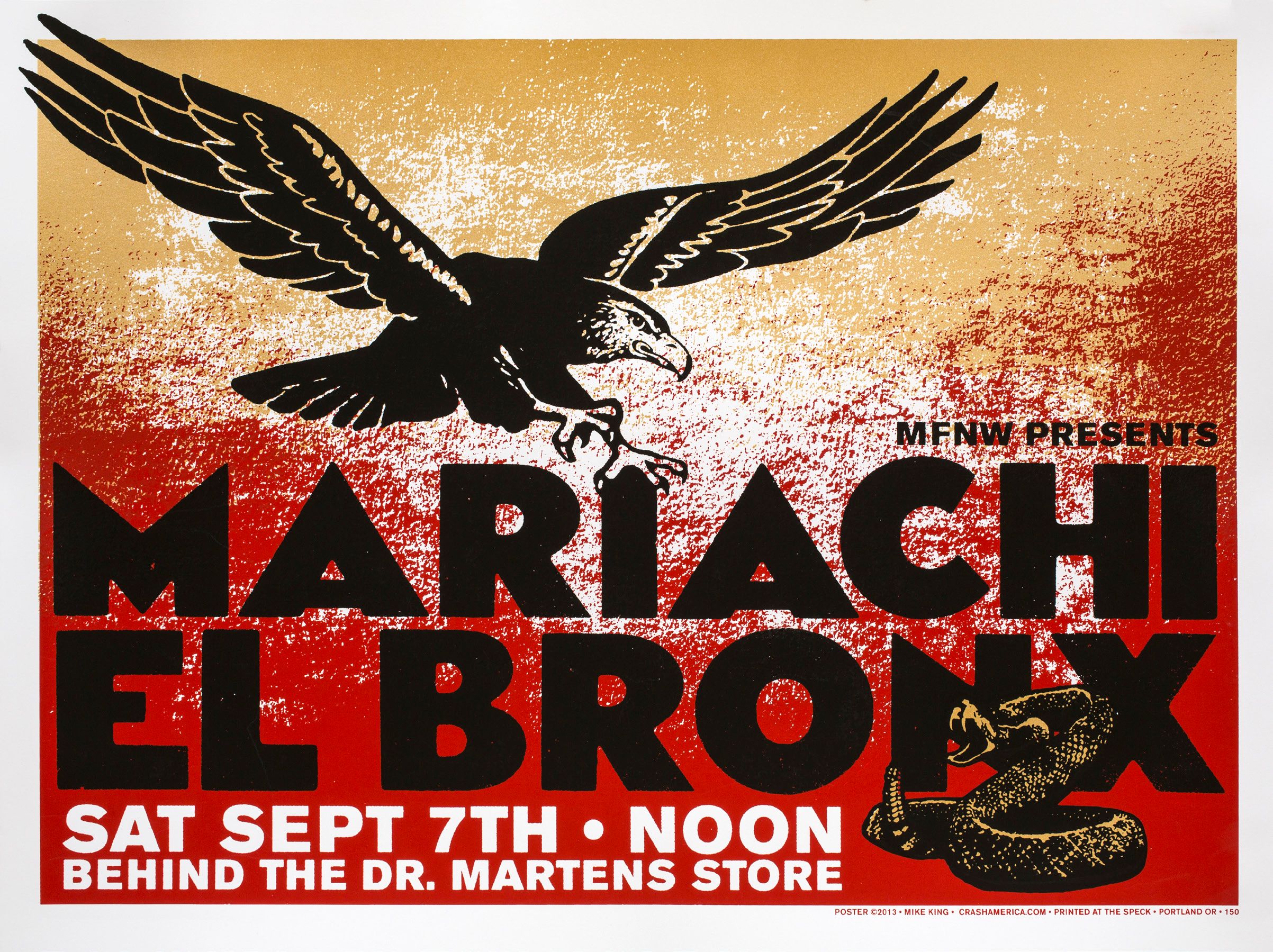 MXP-90.1 Mariachi El Bronx 2013 Dr. Martens Parking Lot  Sep 7 Concert Poster