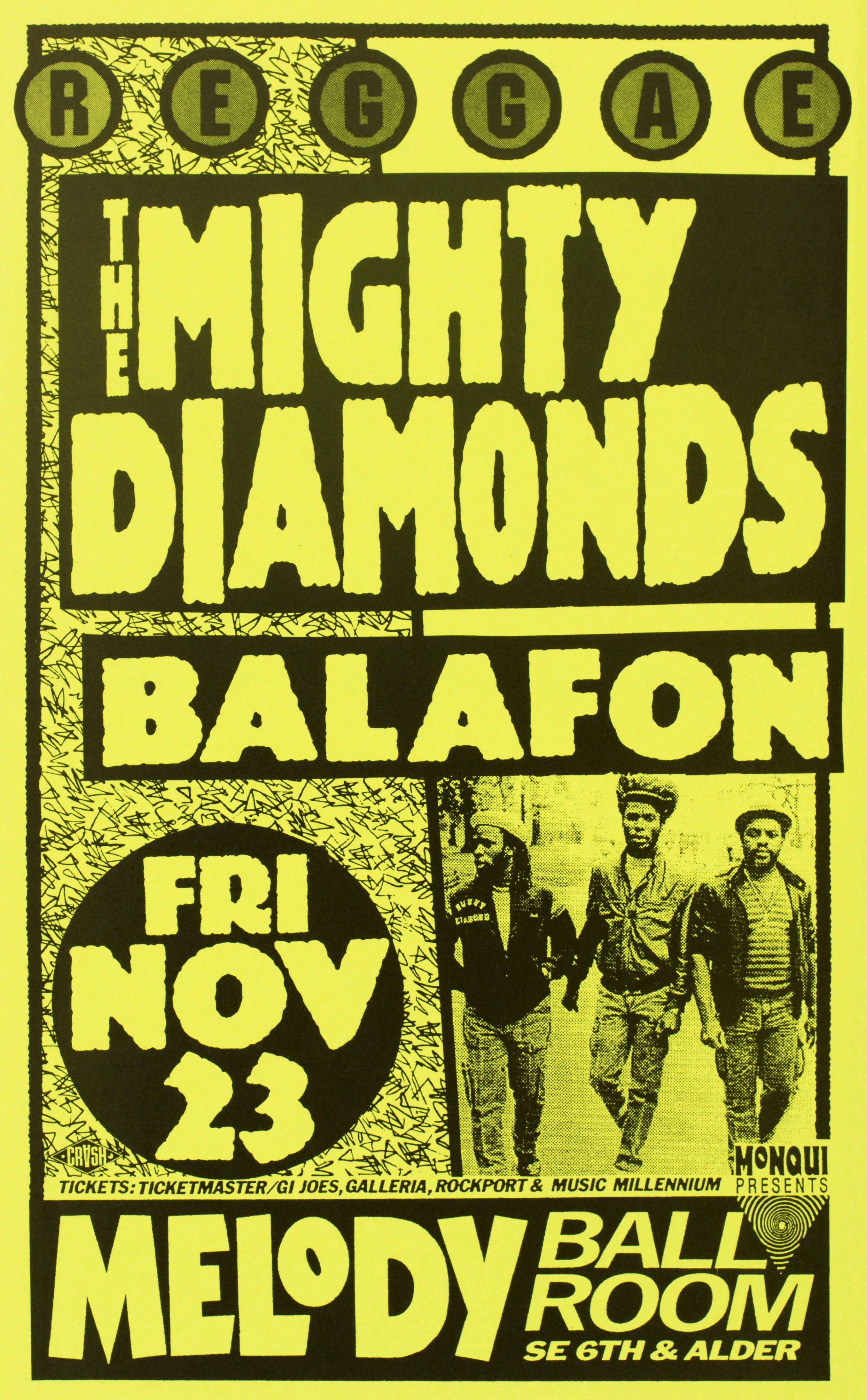 MXP-237.5 Mighty Diamonds 1990 Melody Ballroom  Nov 23 Concert Poster