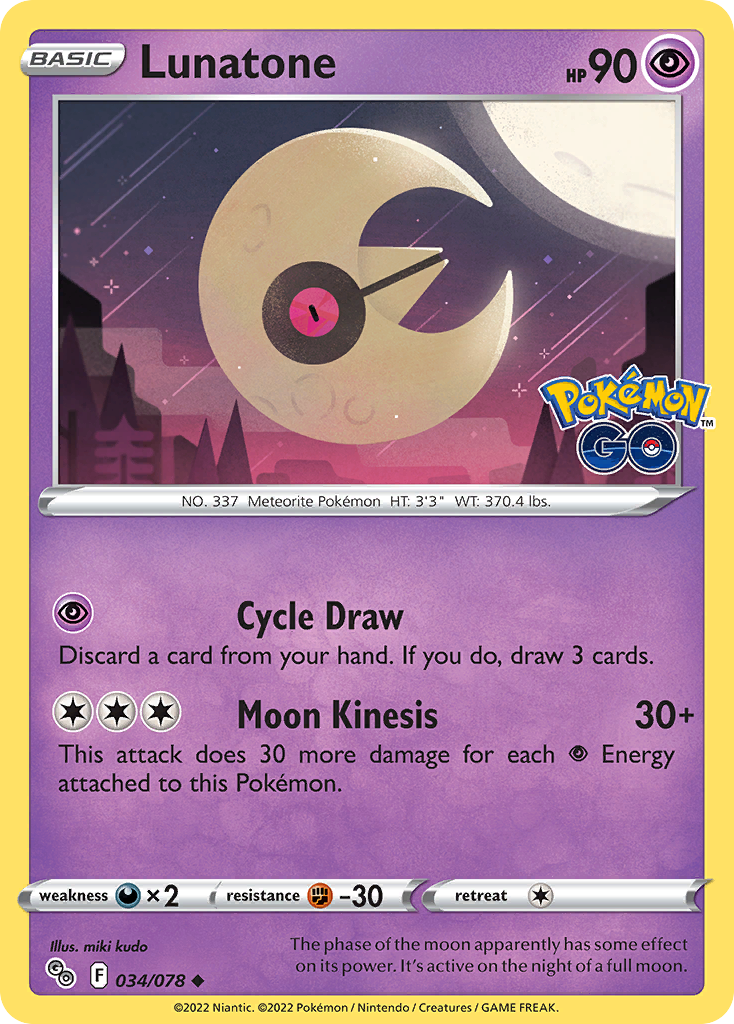 Lunatone (34/78) - Pokémon GO Pokémon Card