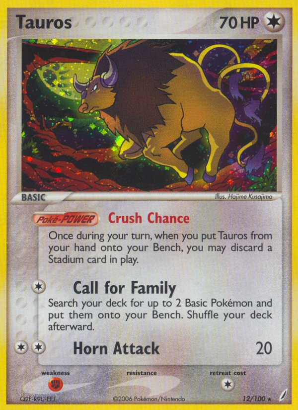 Tauros (12/100) - Crystal Guardians Pokémon Card