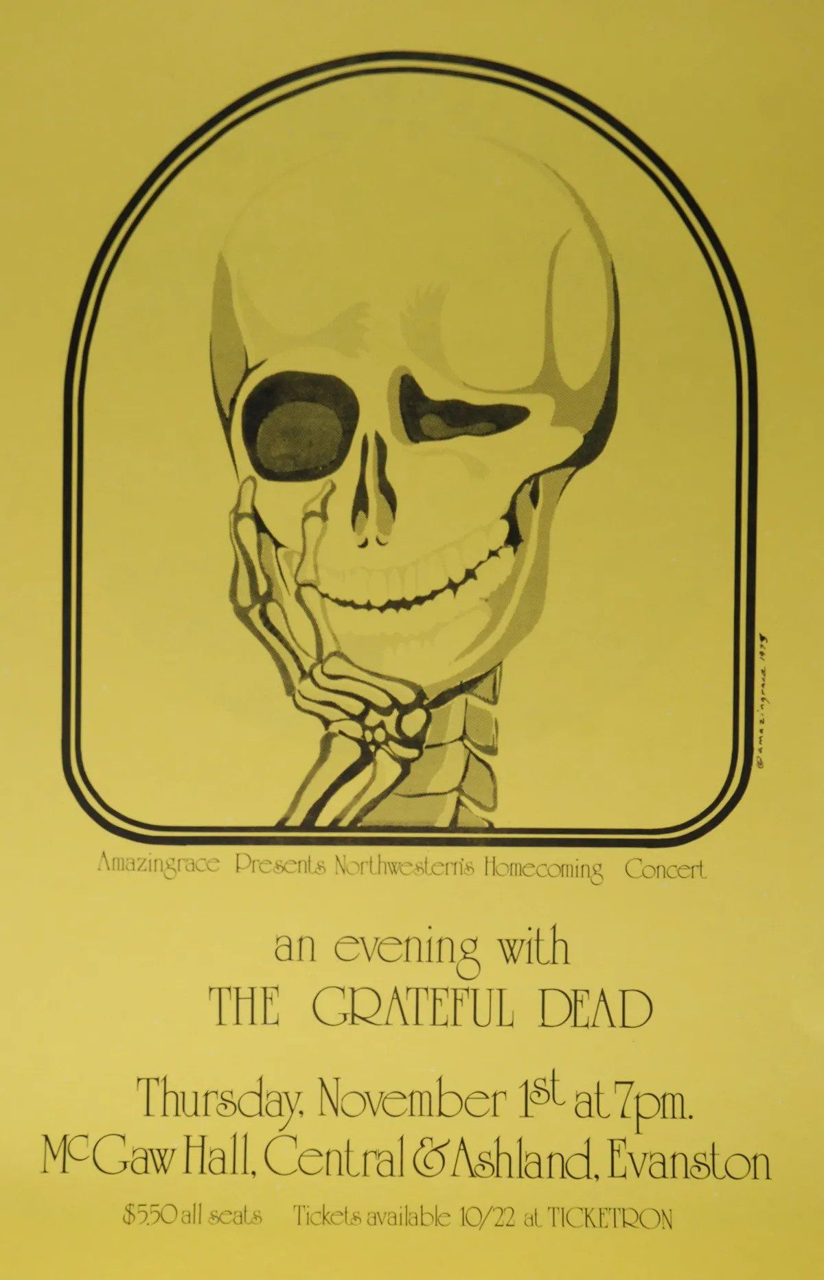 Grateful Dead McGaw Auditorium 1973 Concert Poster