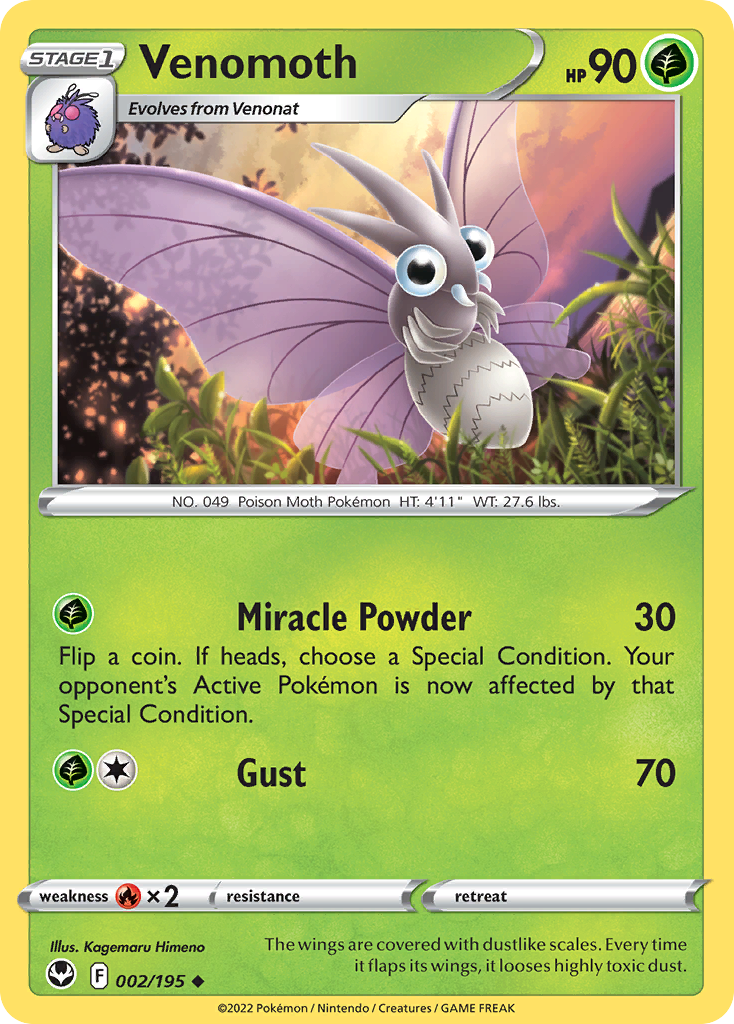 Venomoth (2/195) - Silver Tempest Pokémon Card