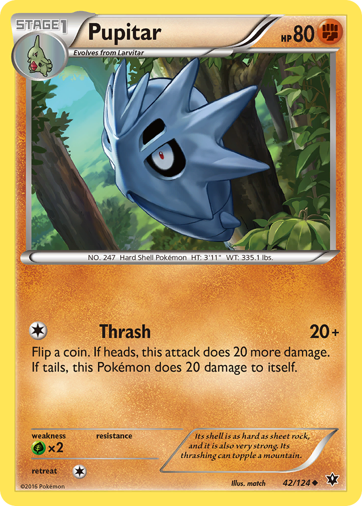 Pupitar (42/124) - Fates Collide Pokémon Card