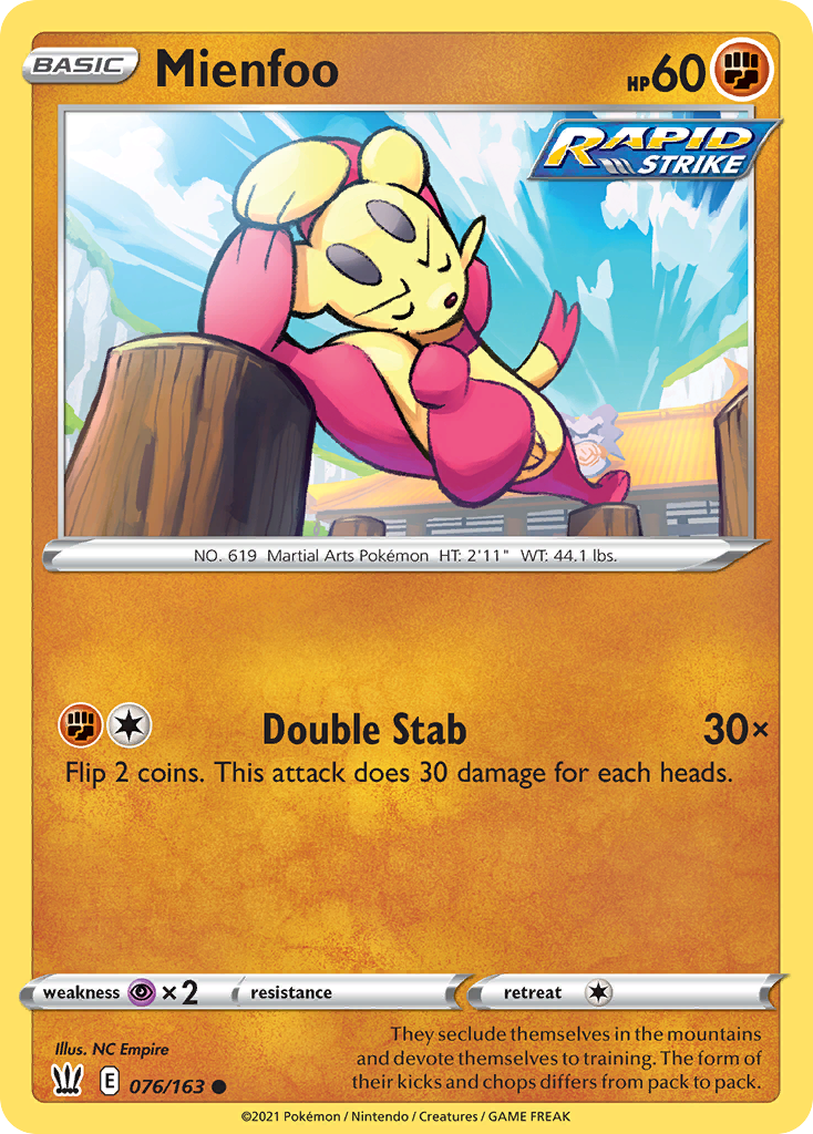 Mienfoo (76/163) - Battle Styles Pokémon Card