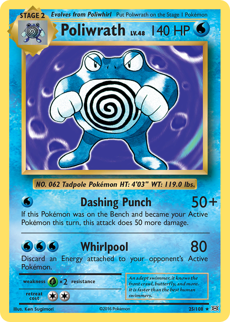 Poliwrath (25/108) - Evolutions Pokémon Card