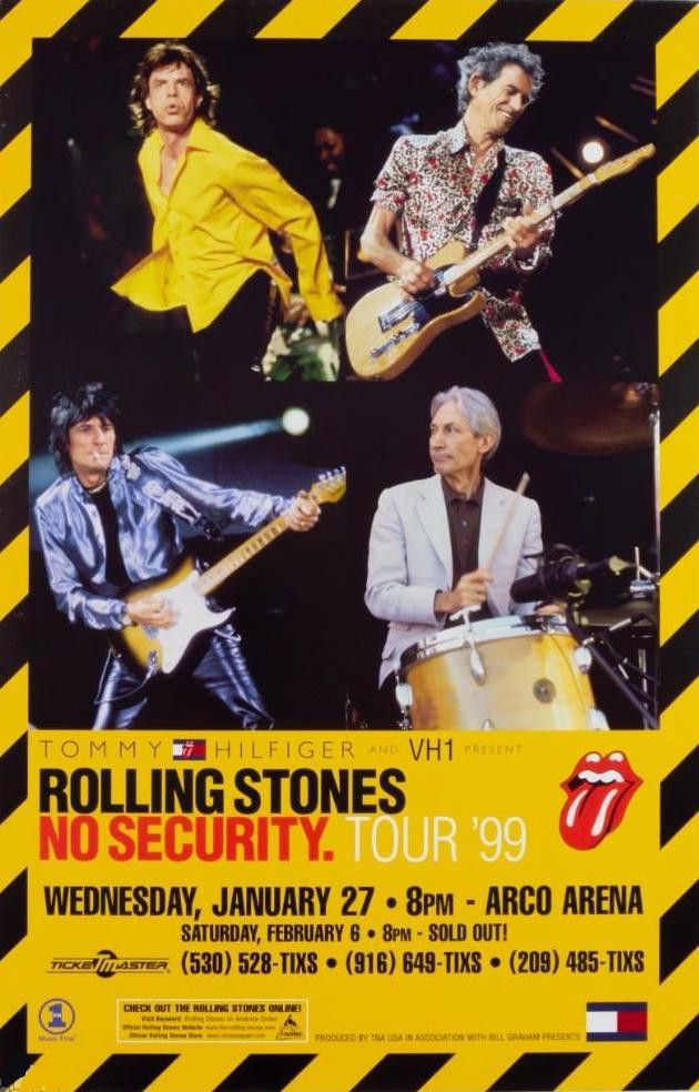 Rolling Stones Arco Arena 1999 Concert Poster