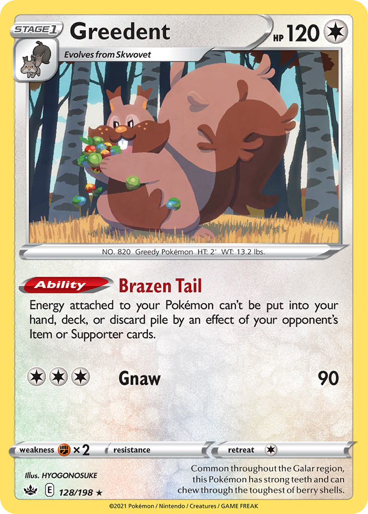 Greedent (128/198) - Chilling Reign Pokémon Card