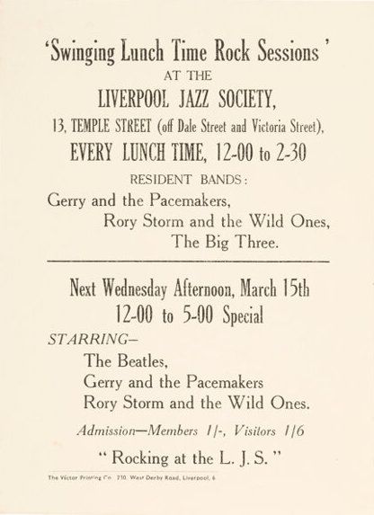 The Beatles Liverpool Jazz Society HANDBILL 1961 Concert Poster