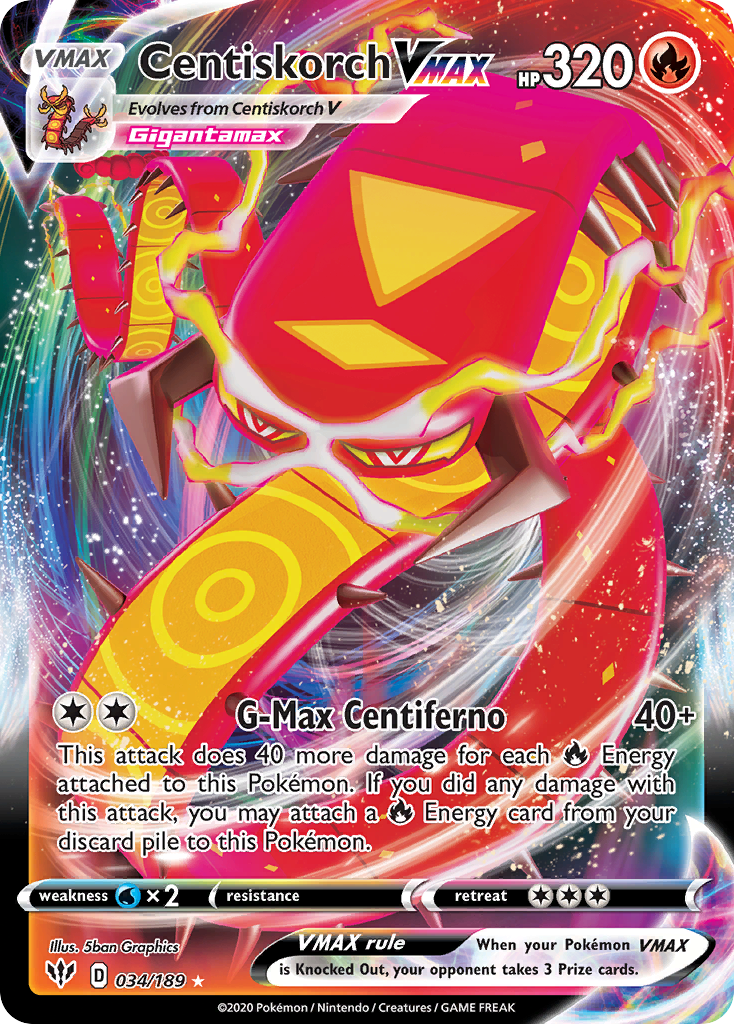 Centiskorch VMAX (34/189) - Darkness Ablaze Pokémon Card