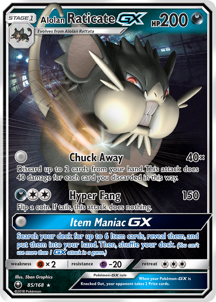 Alolan Raticate GX (85/168) - Celestial Storm Pokémon Card