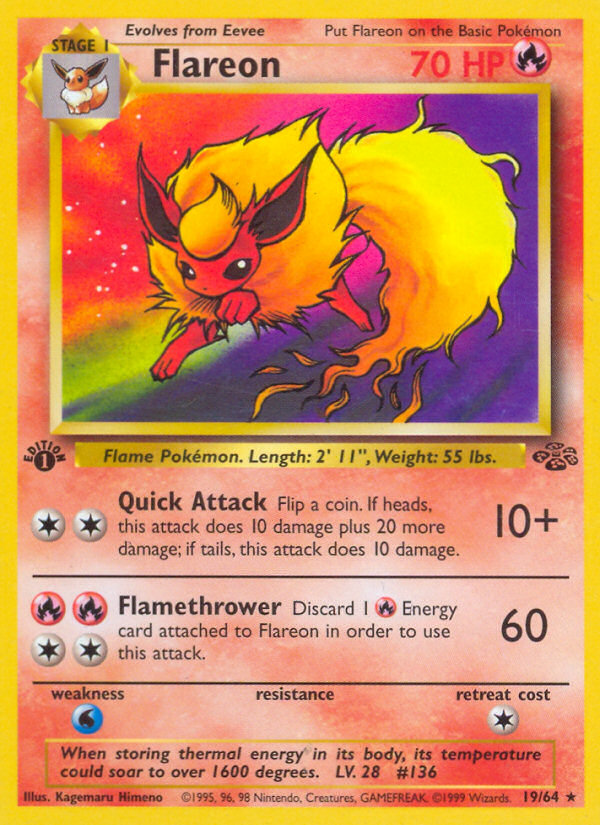 Flareon (19/64) - Jungle (1st Edition) Pokémon Card