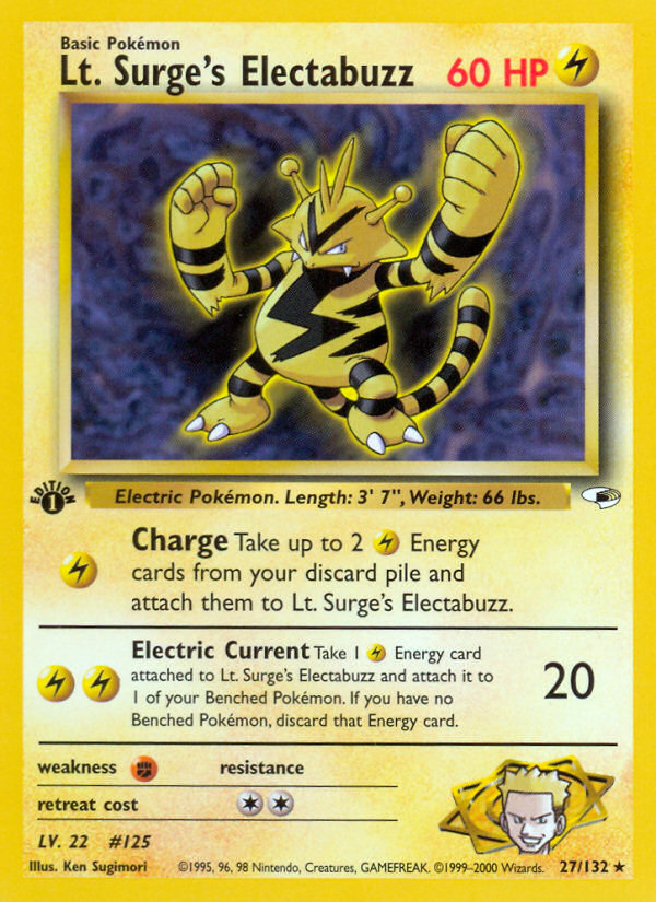 Lt. Surge's Electabuzz (27/132) - Gym Heroes (1st Edition) Pokémon Card