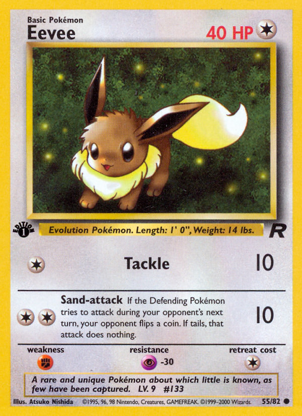 Eevee (55/82) - Team Rocket (1st Edition) Pokémon Card