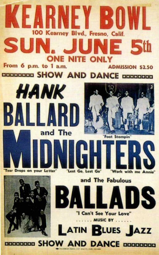 AOR-1.65 Hank Ballard & the Midnighters Kearney Bowl 1966 Concert Poster