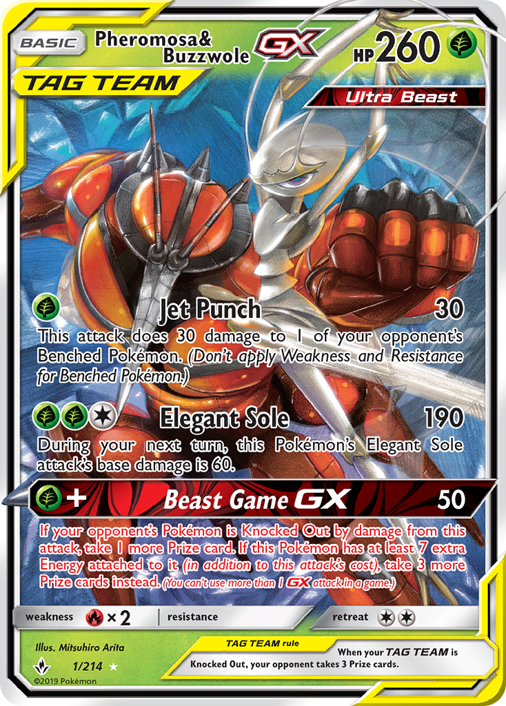 Pheromosa & Buzzwole GX (1/214) - Unbroken Bonds Pokémon Card