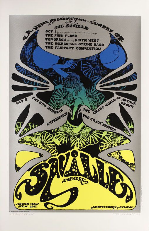 Jimi Hendrix & Pink Floyd Saville Theatre 1967 Concert Poster